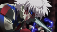 Killua prepares for the final throw