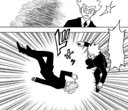 An exhausted Kurapika faints in front of Bill