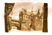 Concept Art of the castle courtyard