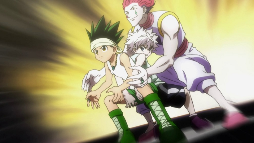 Killua chamando o Gon pra assistir - Exame Hunter x Hunter