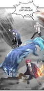 DARK MOON THE BLOOD ALTAR mit ENHYPEN by HYBE - Webtoon Charaktere besondere Fähigkeiten - Solon als blauer Werwolf