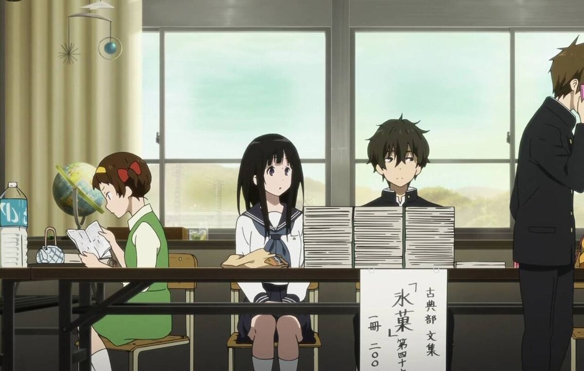 Hyouka («хека», 2012) поцелуй