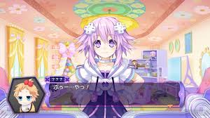 Peashy (Baby) talking with Neptune in Neptunia V