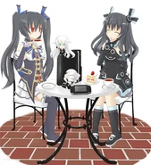 Everyone's here~ Noire, Uni, PSP, PS3, Black Heart, and Black Sister