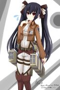 Noire cosplaying as Levi from Attack on Titan