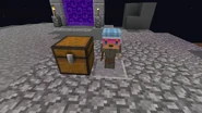 A Cobblestone Minion with a Minion Storage beside it.