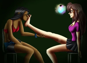 eve worshiping a hypnotizedfawngenderfemalehair colorblackhair