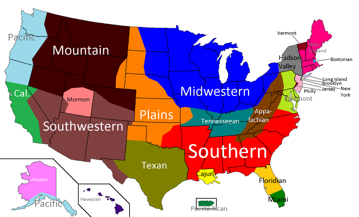 There are states in the usa. Карта американских диалектов. Диалекты США. Диалекты американского английского. American Accents Map.