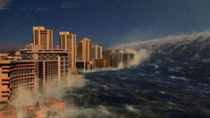 The Resulting Tsunami Wave hitting one of many Northern Malaysia Cities