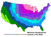 Minimum Temperatures January 11th, 2034