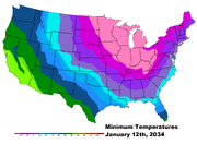 Minimum Temperatures January 12th, 2034