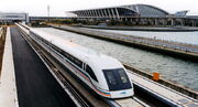 A maglev train coming out, Pudong International Airport, Shanghai