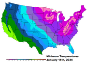 Minimum Temperatures January 14th, 2034