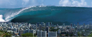 Hawaii being hit by a 2,350 foot tall Tsunami 1 hour after the earthquake