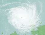 Major hurricane Stan at its secondary peak strength, as a category 5 hurricane with 145 mile per hour winds, while it was threatening the St. Kitts and Nevis islands, as well as Waleston, late on September 10th.