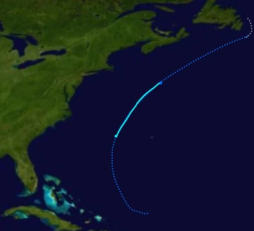 Meteorlogical track of tropical storm 6, based on recordings from cargo ships