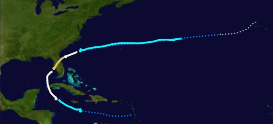 Meteorlogical track of Major Hurricane 5, or commonly referred to as the “Tampa Bay Hurricane”