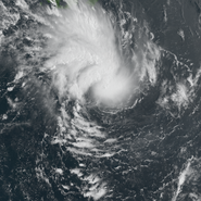 Tropical Depression Six late on August 2nd, just after formation, displaying a somewhat well organized structure, and deep convection over its circulation, while in conditions favorable for strengthening.