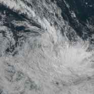 Weak and disorganized Severe Tropical Storm Dawson late on August 9th, with winds reaching 60 mph, presenting an extratropical looking structure, just days from its eventual dissipation in colder waters.