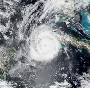 Hurricane Ian at its first peak intensity, south of Cuba