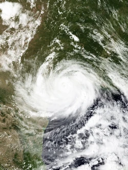 Hurricane Franklin shortly after making landfall in Texas on September 6