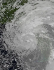 Tropical Storm Sam shortly after formation, in the Gulf of Mexico on October 25th