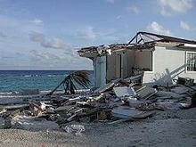 A destroyed house, a common sight in Porto Santo after Arlene. Photographed on August 12th.