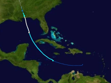 Meteorlogical track of Hurricane 12, known as the Mobile Hurricane