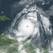 Caleb at peak intensity, making landfall in Dominica