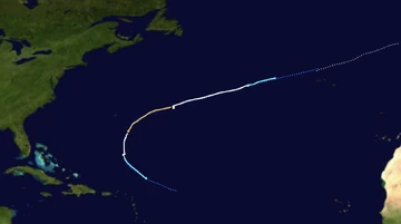 Meteorlogical track of Hurricane 11, derived from American and European sources
