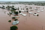 Aerial view of flooding caused by Maipelo in Darwin