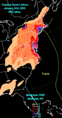 Storm total rainfall from Tropical Storm Arlene