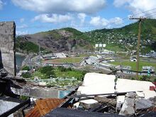 A destroyed football stadium on Porto Santo island.