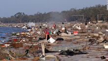 Large amounts of debris washed out on the coastline near Cadiz, August 14