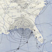 Surface weather analysis of the hurricane making landfall in Florida on April 2nd.