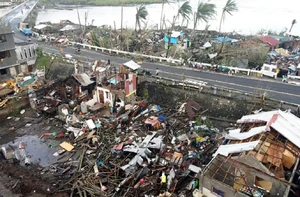 Aftermath of Sanba's landfall in , .
