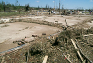 EF5 damage in rural Oklahoma from an EF5 that struck the area on May 7.