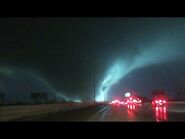 The tornado as an EF5 beginning to cross I-70.