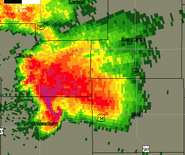 Radar image of the tornado in Pine Bluff.