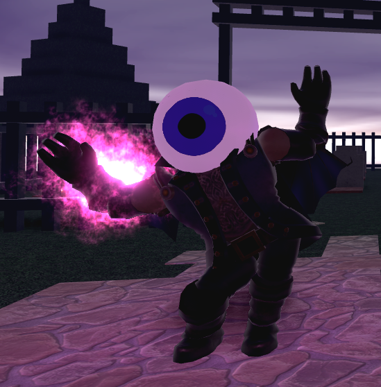 baller from roblox, glowing red eyes, godly