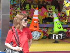 My mom does not like this pic! OMG it is epicness! I caught her off guard and it looks like she is totally chilling with the cone guys!!! :D