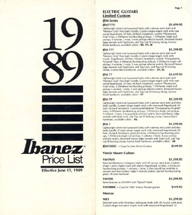 1989 USA price list front-cover