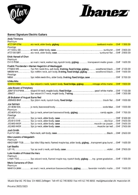 2022-01 Swiss Ibanez pricelist CHF p1