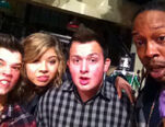 Nathan, Jennette, Noah, and Boog!e on-set