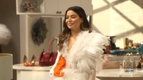 Carly in a swan dress