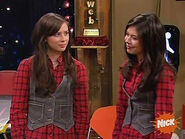 Carly wearing an amused expression when Sam tells her the lookalike can't be related