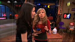 Carly presses her hand against Sam's stomach after saying they'll talk later