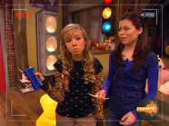 Carly reacts when Sam 'accidentally' presses the boo button for Miss Briggs