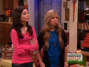 Carly looking challenging/possessive after Sam's "got a teenage brother?" question