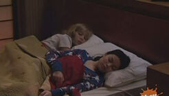 Carly and Sam sleeping in same bed